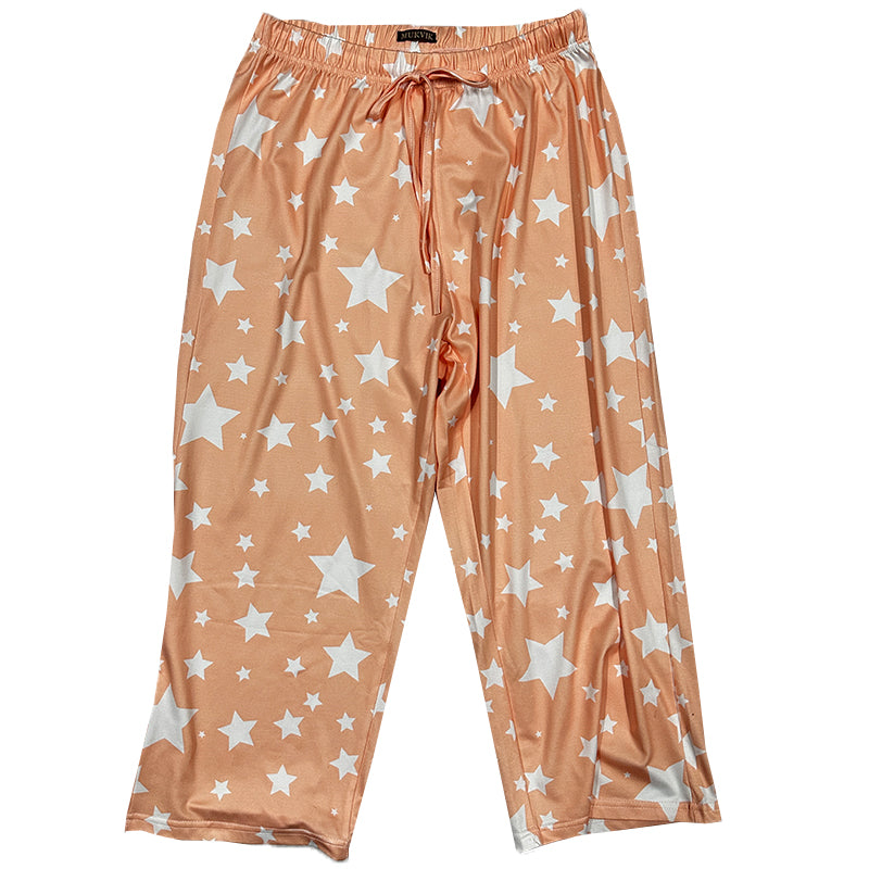 MUKVIK Womens Pajama Pants Capri Sleep Lounge Pants Drawstring Pajamas Bottoms