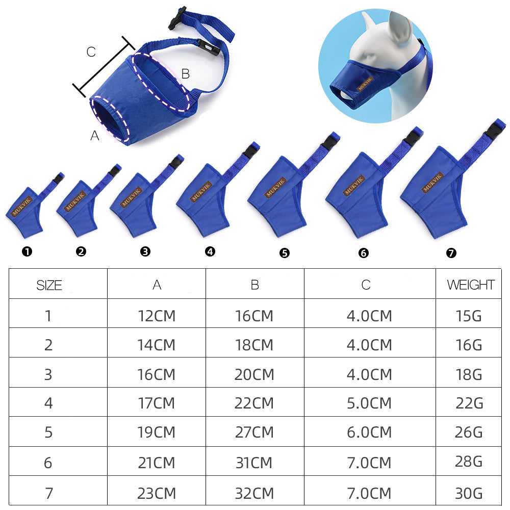 MUKVIK Dog Muzzle, Soft Nylon Muzzle Anti Biting Barking Chewing, Adjustable Loop Pets Muzzle for Small Medium Large