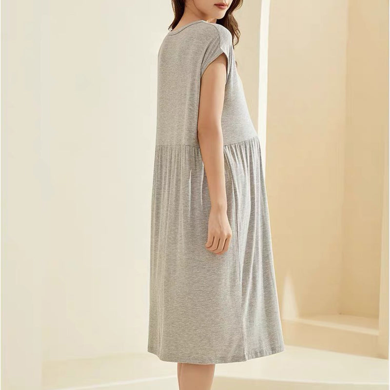 MUKVIK Women's Maternity Short Sleeve Nightgowns Sleepwear Pregnancy Loungewear Mama Clothes