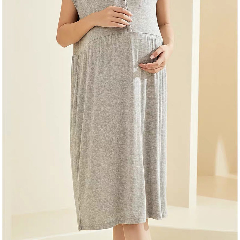 MUKVIK Women's Maternity Short Sleeve Nightgowns Sleepwear Pregnancy Loungewear Mama Clothes