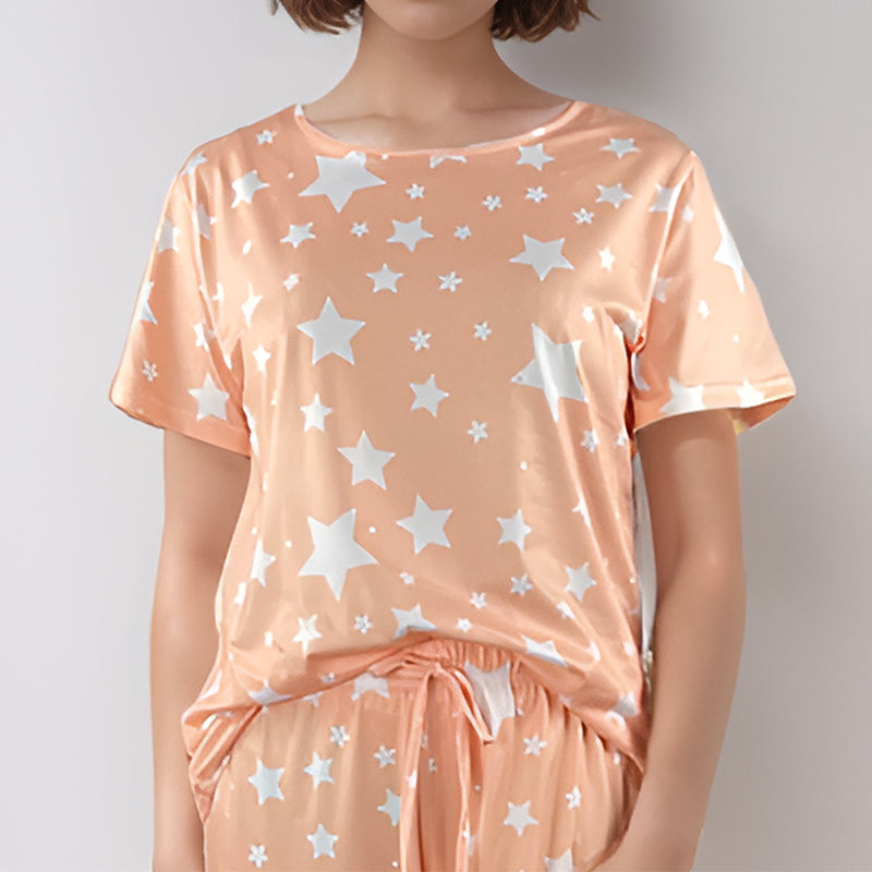 MUKVIK Women's Pajamas 2 Piece Pajama Sets Soft Short Sleeve Sleepwear Ladies Lounge Sets