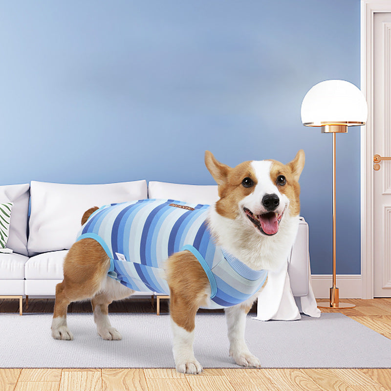 MUKVIK Dog Shirt Vest Lightweight Stretchy Dog T-Shirts Soft Cool Shirts Sleeveless Stripe Vests Breathable Clothes for Puppy Kitty Cats Small Medium Large Dogs