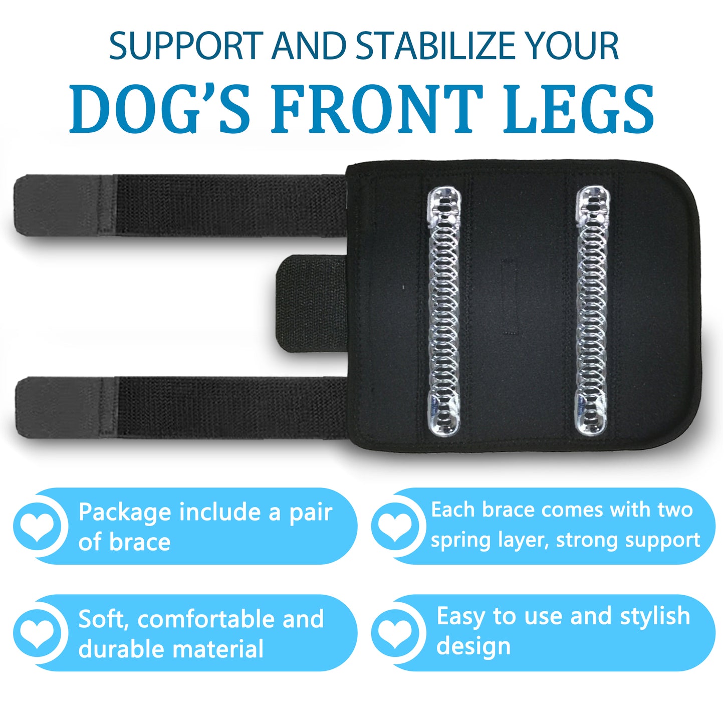 MUKVIK Dog Front Leg Brace, Pair of Dog Leg Brace with Metal Strips